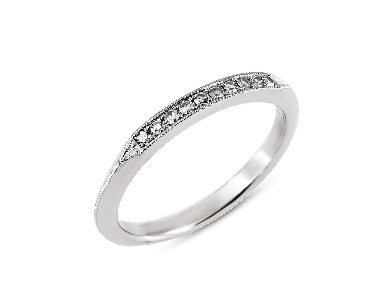 Vintage Knife Edge Millgrained Pave Band 