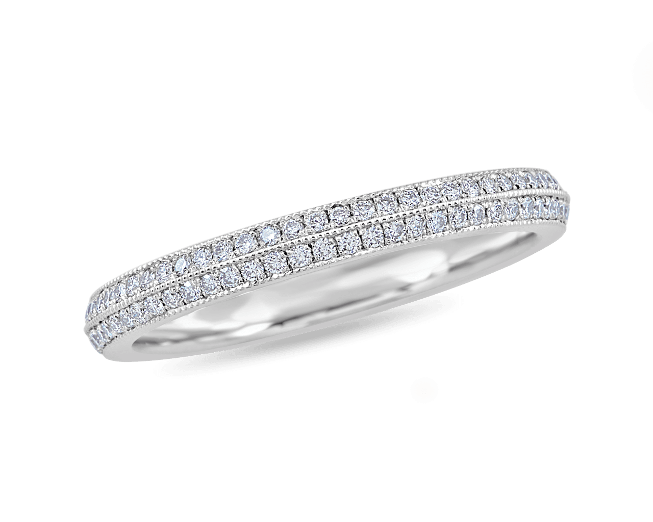 Knife Edge Band with Pave Set Diamonds