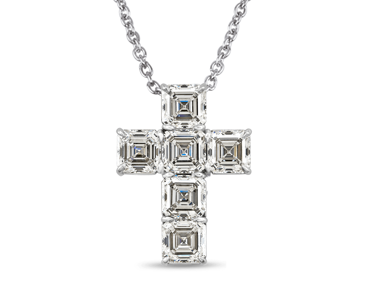 Asscher Cut Diamond Shared Prong Cross