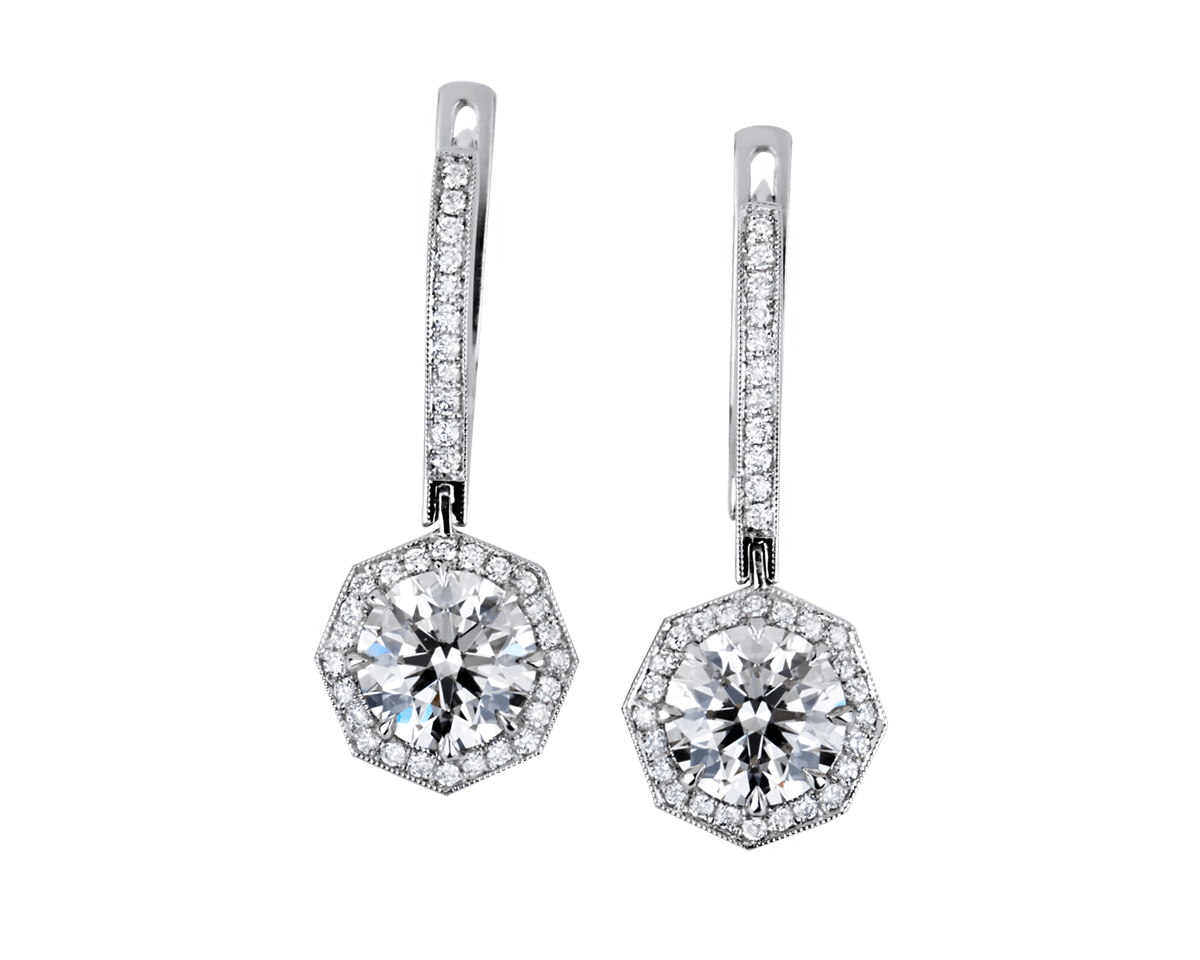 Octagonal Halo Dangling Earrings